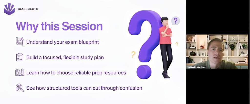 Professional attending online webinar