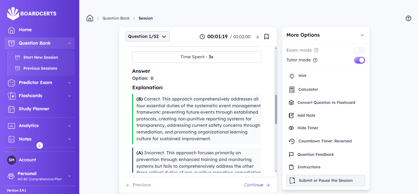 ne-bc boardcerts question bank options.