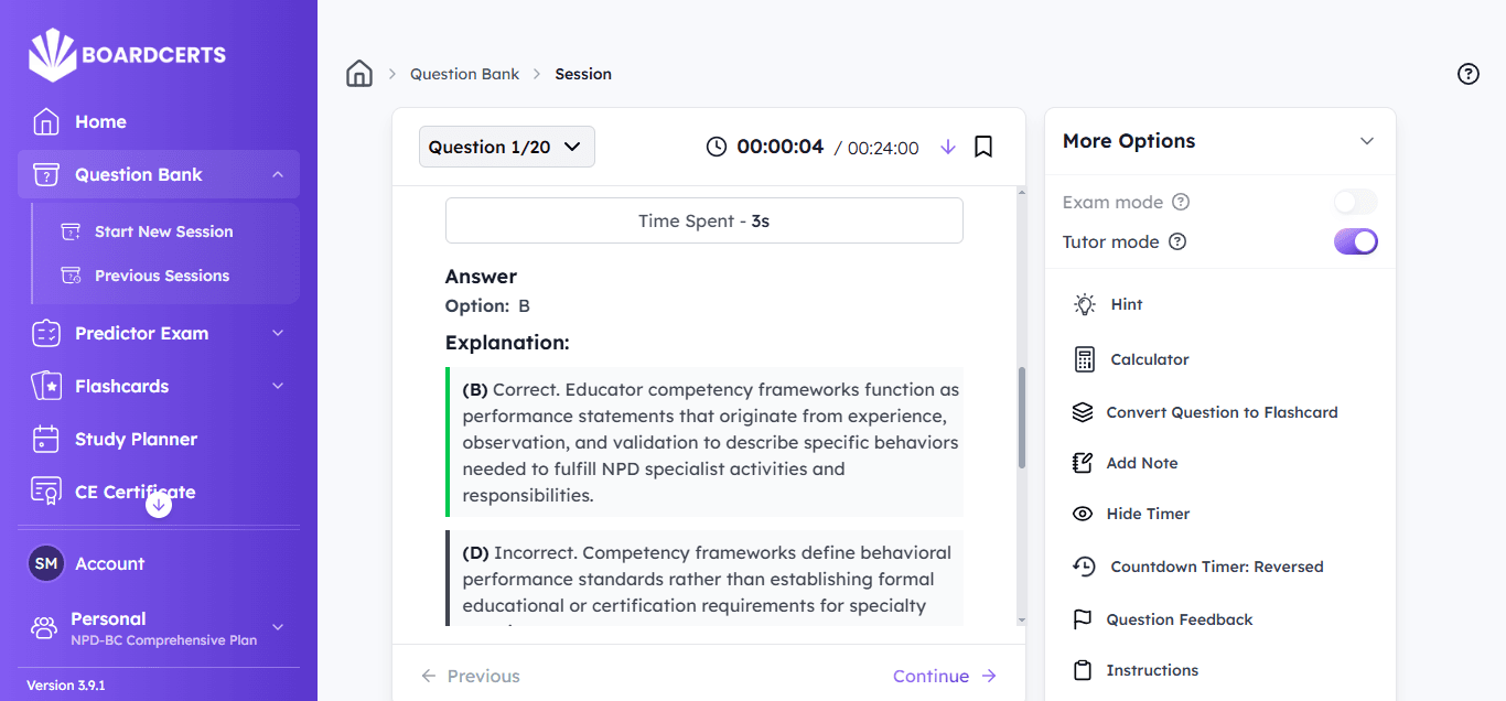 npd-bc boardcerts question bank options