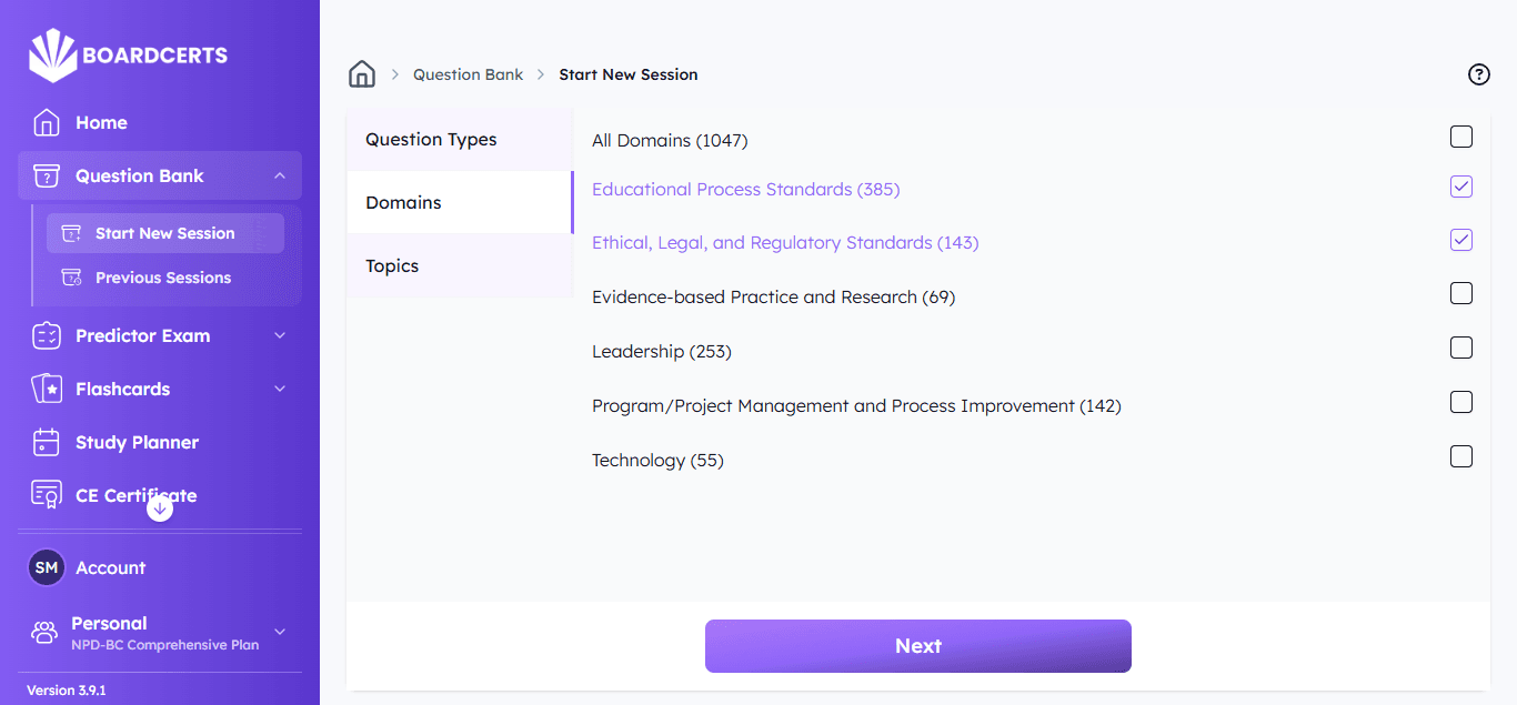 npd-bc boardcerts domain filters