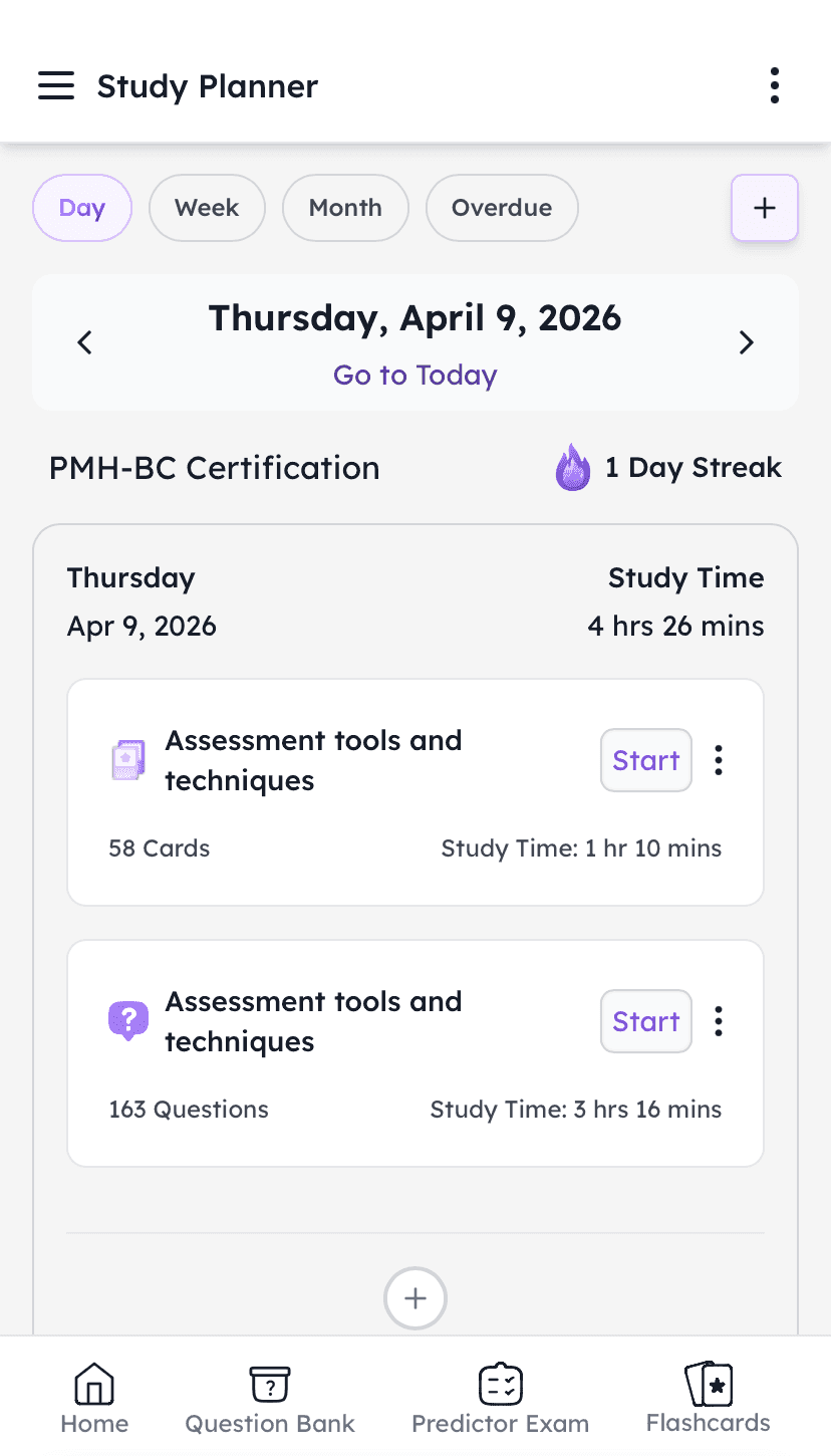 pmh-bc boardcerts study planner